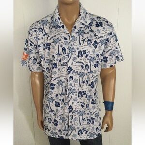 Los Angeles Dodgers Heaven On Earth Kings Hawaiian Button Up Shirt Size XL